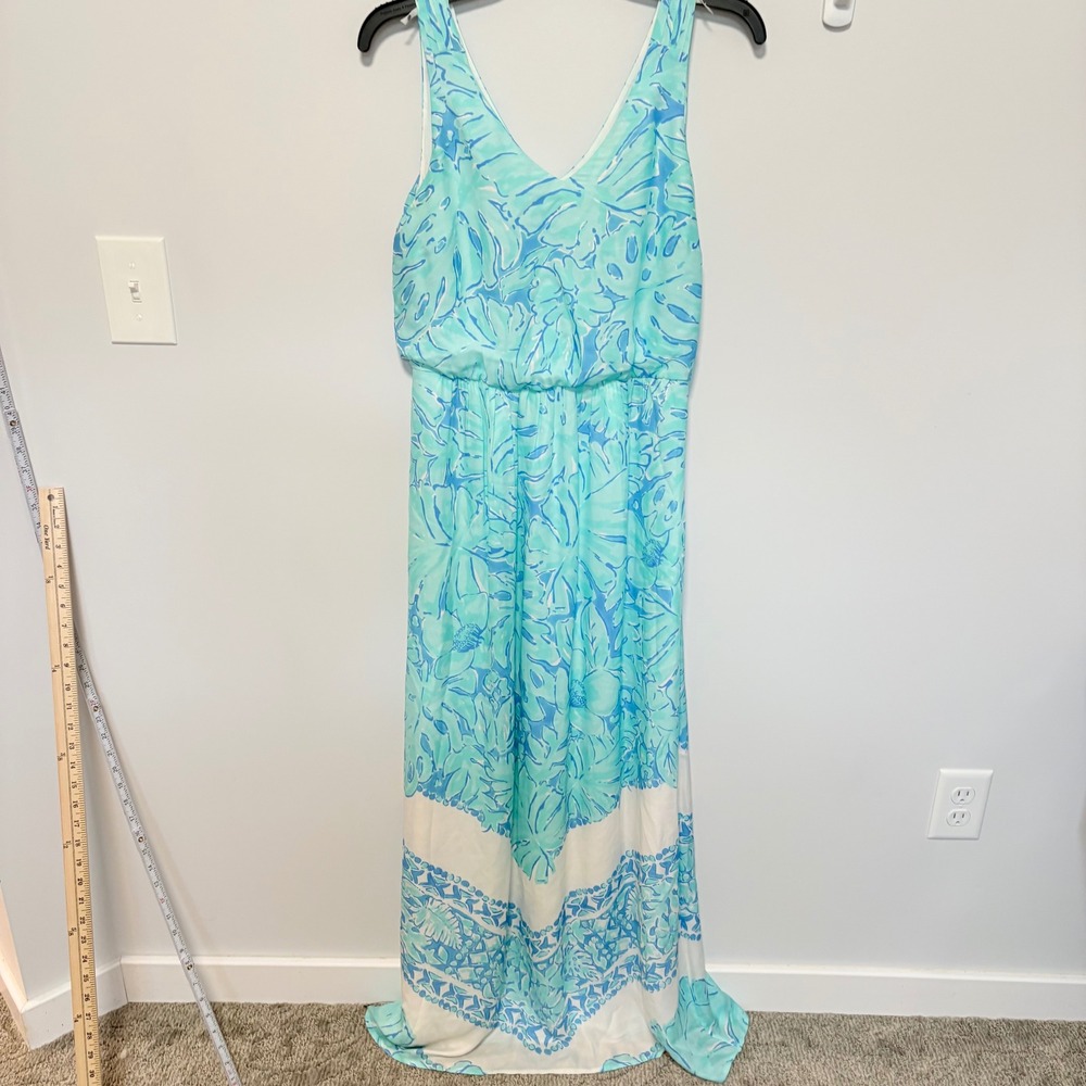 Vineyard Vines Palm Leaf Scarf Print Maxi Dress size O‎
